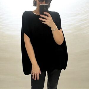 Donna Karan Black Cape-Style Knit Top
